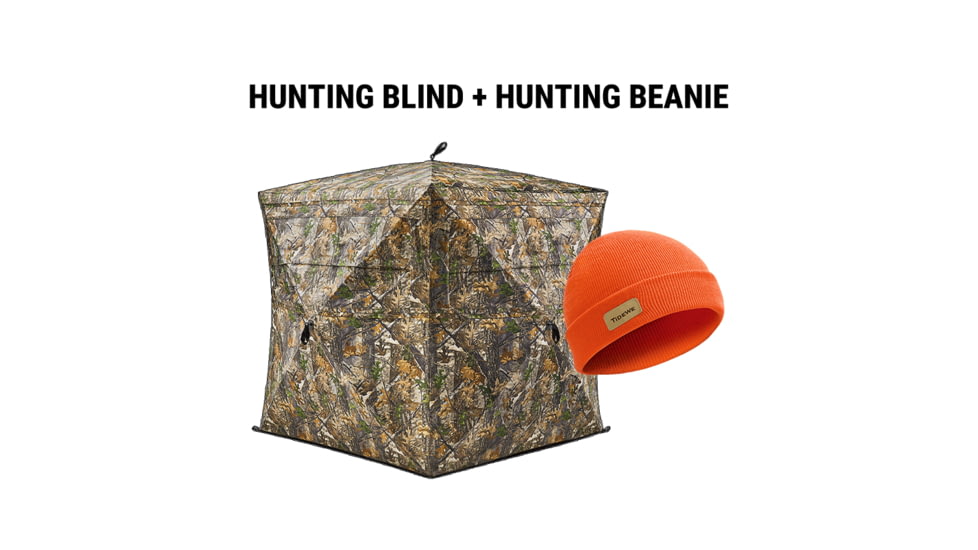 Tidewe Exclusive Bundle: Vis Series Hunting Blind with Free Blaze Orange Beanie, BL001-CG-V2-TE-HT002-OE-TE