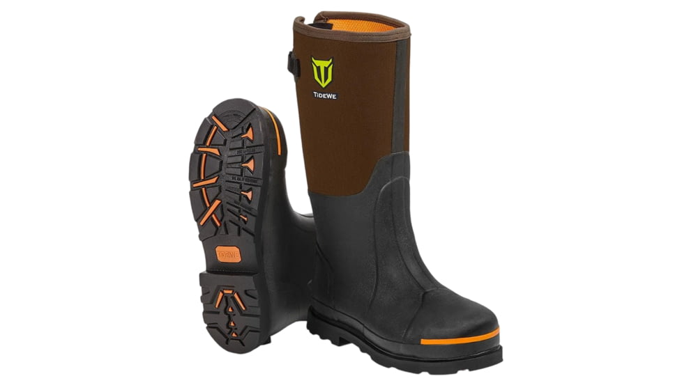 Tidewe Rubber Work Boots for Men with Steel Toe &amp; Shank, Waterproof Hunting Boots, Warm 6mm Neoprene Hunting Mud Boot Size 5-14, BT013-BN-07
