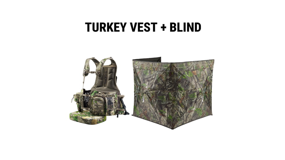 Tidewe StrutBack Turkey Vest with Kickstand and See Through Turkey Hunting Blind Bundle, BL011-GN-OSTE-TV002-TS-V2-TE