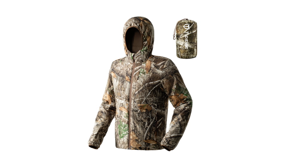 Tidewe TIDEWE 3M Thinsulate Hunting Mid Layer Lightweight Hoodie Mens Camo Light Hunting Jacket Full-Zip Soft Shell Jacket for Whitetail, HM002-BKXL-TE