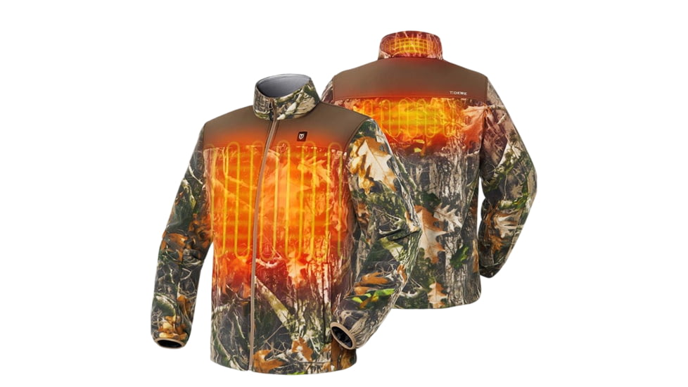 Tidewe Mens &amp; Womens Heated Jacket Heated Fleece Jacket with Battery Pack &amp; Camo Coats for Hunting, Fishing, Snowing Black Heated Clothing &amp; Rechargeable Apparel, HJ005-BK2XL-TE