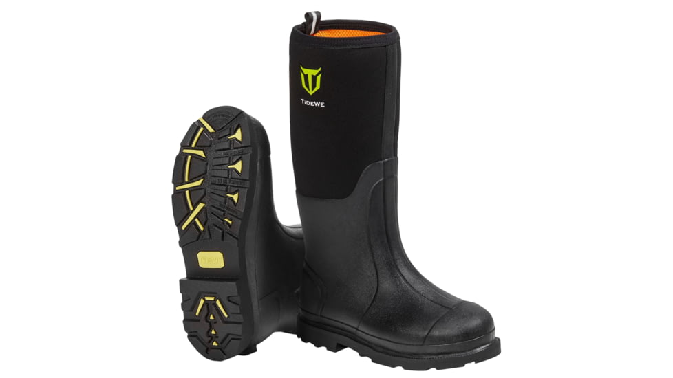Tidewe TIDEWE Rubber Work Boots for Men with Steel Shank, Waterproof Hunting Boots, Warm 6mm Neoprene Hunting Mud Boot Size 5-14, BT012-BK-05