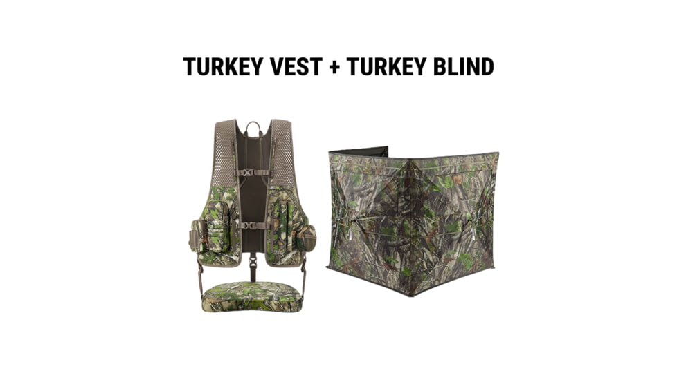 Tidewe Ultra-Light Mobile Turkey Vest and StrutCover See-Through Blind Bundle, TV006-TH-OSTE-BL011-GN-OSTE