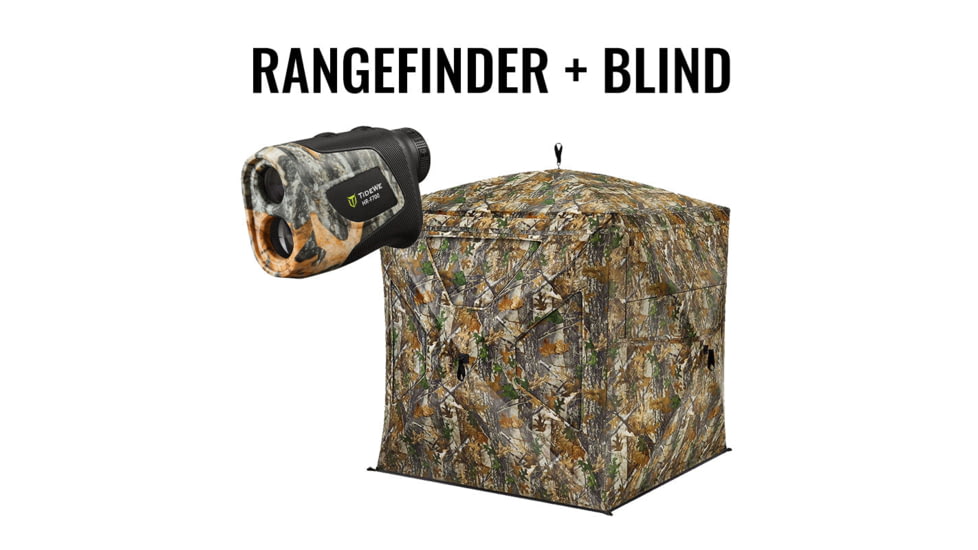 Tidewe VisST See-Through Pop-Up Hunting Blind and Camo Deer Hunting Rangefinder Bundle, HGR001-LF7-TE-BL003-VR-TE