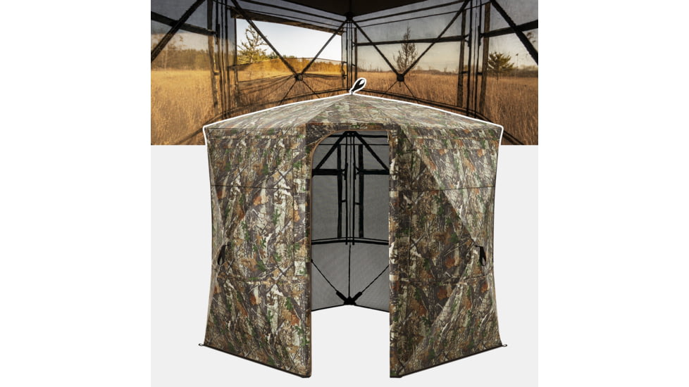 Tidewe VisTall 360 See-Through Ground Blind 75-Inch 3 Person Pop Up Deer Blind with No-Trip Door Portable Camo Hunting Blind with Blackout Curtain for Whitetail Deer Hunting, BL020-C15M-OSTE