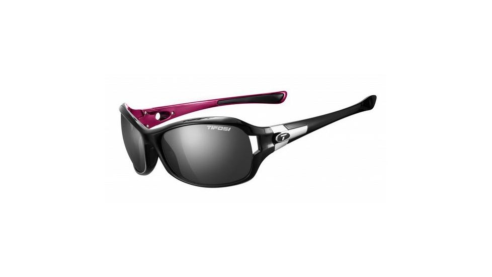 Tifosi Optics Dea SL Sunglasses, Smoke Polarized Lenses, Black/Pink Frame 0090503251