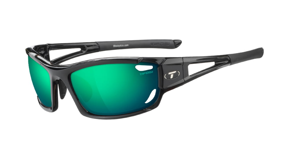 Tifosi Optics Dolomite 2.0 Sunglasses - Gloss Black Frame w/Clarion Green,AC Red and Clear Lens 1020100228