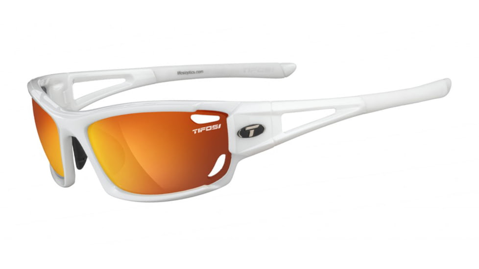 Tifosi Optics Dolomite 2 Sunglasses, Clear, Smoke Bright Blue, Smoke/Red Glare Guard Lenses, Pearl White Frame