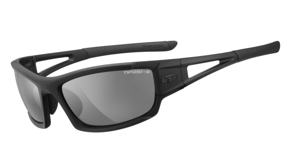 Tifosi Optics Dolomite 2.0 Tactical Sunglasses, Smoke/HC Red/Clear Lenses, M Blk Tactical Frame 1021100101