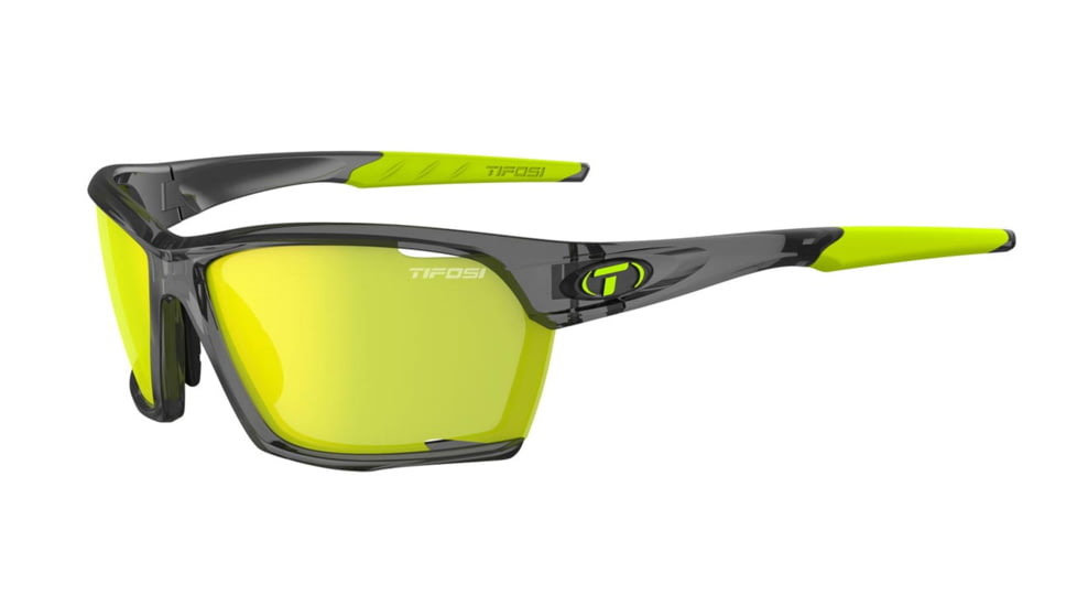 Tifosi Optics Kilo Sunglasses, Crystal Smoke Frame, Clarion Yellow/AC Red/Clear Interchangeable Lens, Medium/Large, 1700102827
