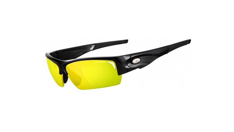 Tifosi Optics Lore Sunglasses - Gloss Black Frame w/Clarion Yellow,Golf/Tennis and Extreme Contrast Lens 1090200229