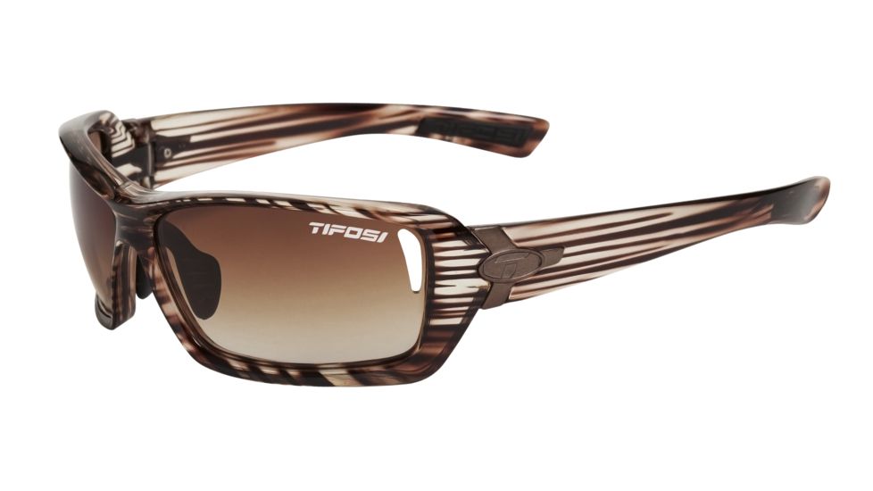 Tifosi Mast Sunglasses - Gloss Wood Frame, Brown/AC Red/Clear Lenses 0020102302
