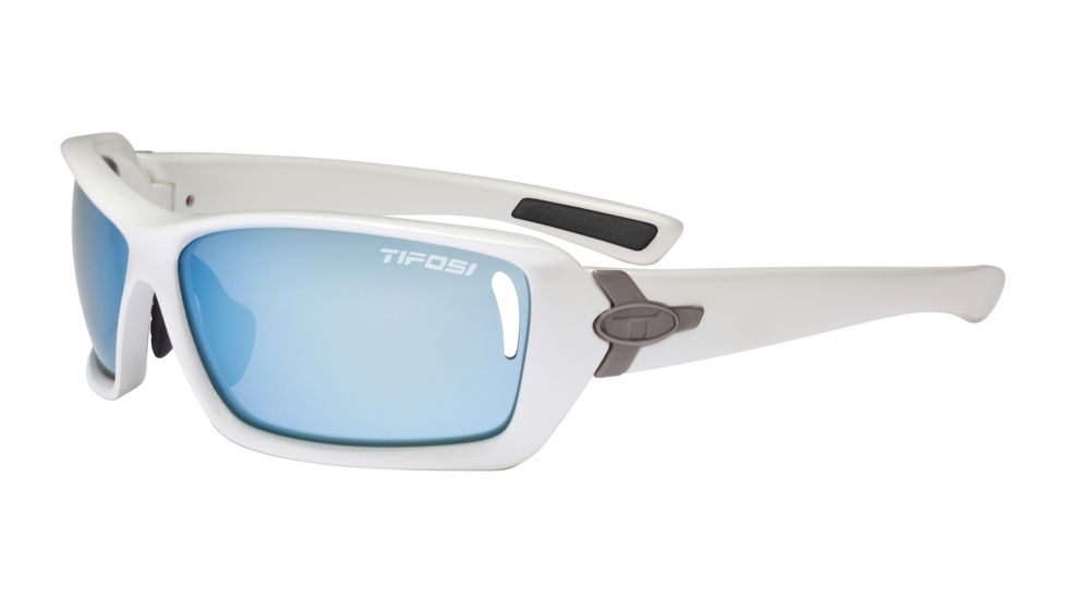 Tifosi Mast Sunglasses - Pearl White Frame, Smoke Bright Blue/AC Red/Clear Lenses 0020101104