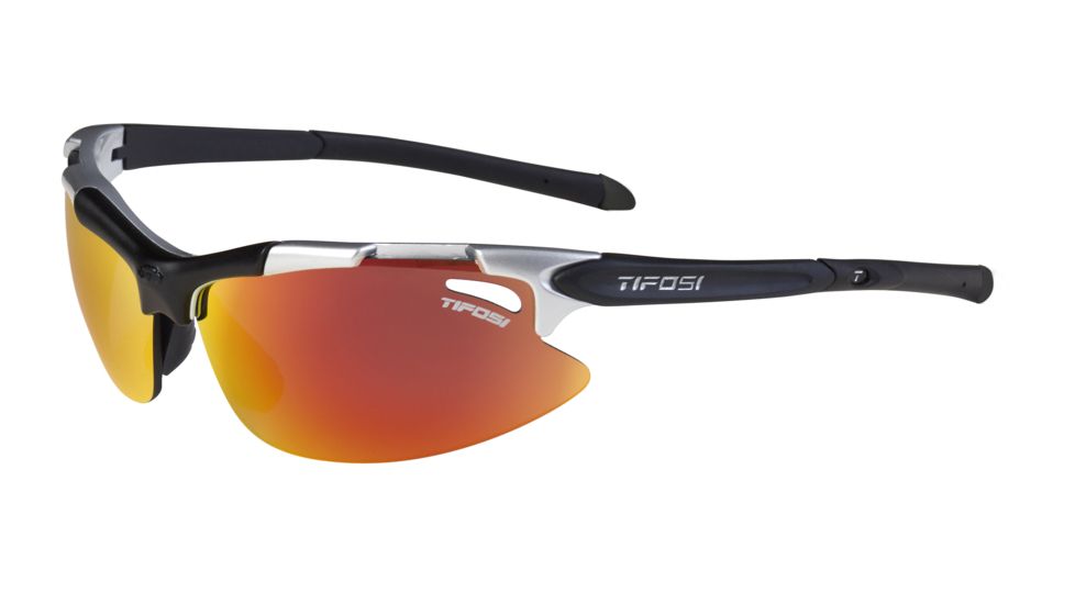 Tifosi Pave Sunglasses - Metallic Silver Frame, Smoke Red/AC Red/Clear Lenses 0130100603