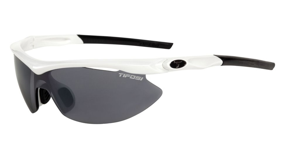 Tifosi Slip Sunglasses - Pearl White Frame, Smoke/AC Red/Clear Lenses 0010101101