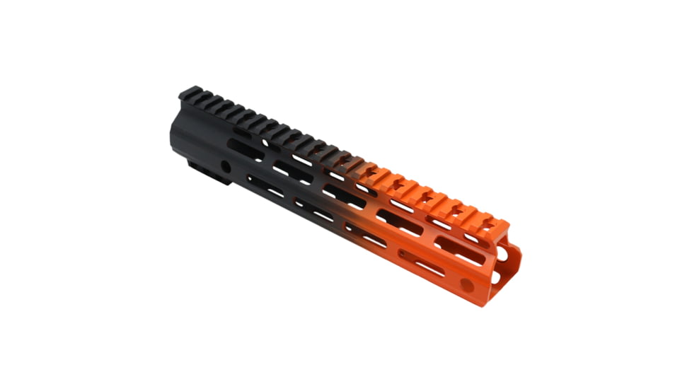 Tiger Rock AR-15 Angle Cut Clamp On M-Lok 10in Handguard, Black Base, Cerakote, Gradient, Organge, Medium, FMLUS-10D-ORG-GRADIENT