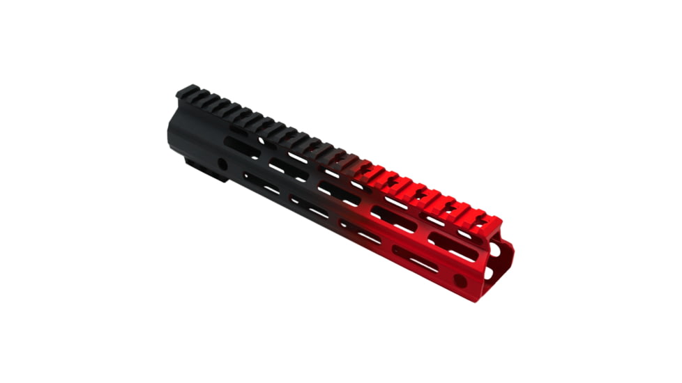 Tiger Rock AR-15 Angle Cut Clamp On M-Lok 10in Handguard, Black Base, Cerakote, Gradient, Red, Medium, FMLUS-10D-RED-GRADIENT