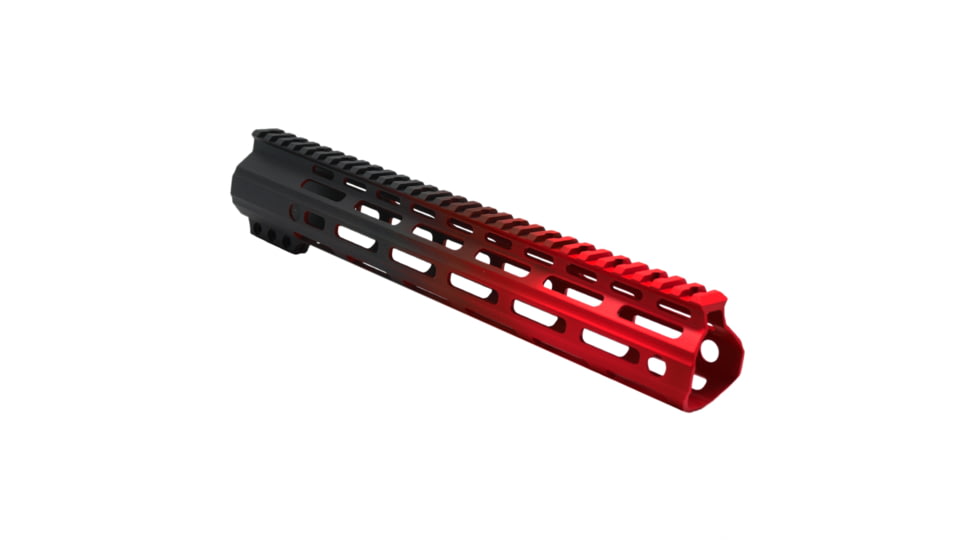Tiger Rock AR-15 Angle Cut Clamp On M-Lok 12in Handguard, Black Base, Cerakote, Gradient, Red, Medium, FMLUS-12D-RED-GRADIENT