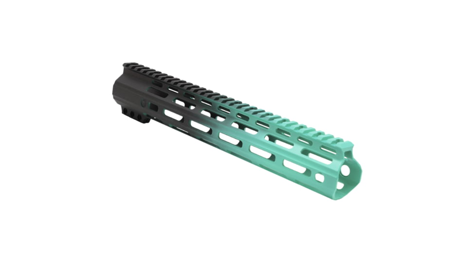 Tiger Rock AR-15 Angle Cut Clamp On M-Lok 12in Handguard, Black Base, Cerakote, Gradient, Robins Egg, Medium, FMLUS-12D-RGB-GRADIENT