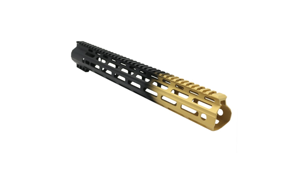 Tiger Rock AR-15 Angle Cut Clamp On M-Lok 15in Handguard, Black Base, Cerakote, Gradient, Gold, Medium, FMLUS-15D-GLD-GRADIENT