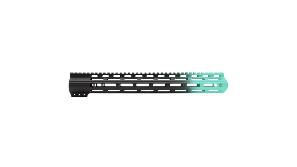Tiger Rock AR-15 Angle Cut Clamp On M-Lok 15in Handguard, Black Base, Cerakote, Gradient, Robins Egg, Medium, FMLUS-15D-RGB-GRADIENT