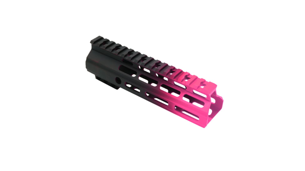 Tiger Rock AR-15 Angle Cut Clamp On M-Lok 7in Handguard, Black Base, Cerakote, Gradient, Pink, Medium, FMLUS-7D-PNK-GRADIENT