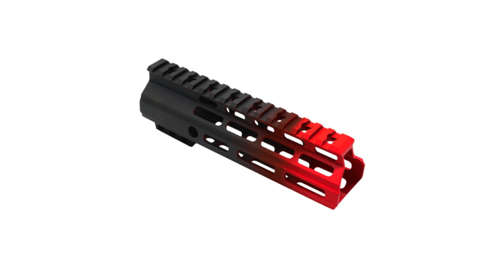 Tiger Rock AR-15 Angle Cut Clamp On M-Lok 7in Handguard, Black Base, Cerakote, Gradient, Red, Medium, FMLUS-7D-RED-GRADIENT