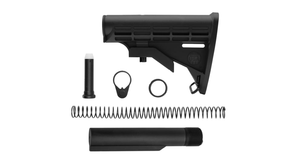Tiger Rock AR-15 Collapsible Standard Version Stock Body w/6-Position Buffer Tube Kit, Mil-Spec, Black, Medium, ST003M-USA+ST007M