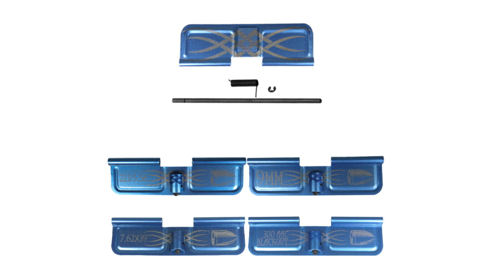 Tiger Rock AR-15 Tribal Dust Cover W/ Option Caliber Engraving, 7.62x39mm, Blue, Small, EDC-TRI-BL-762