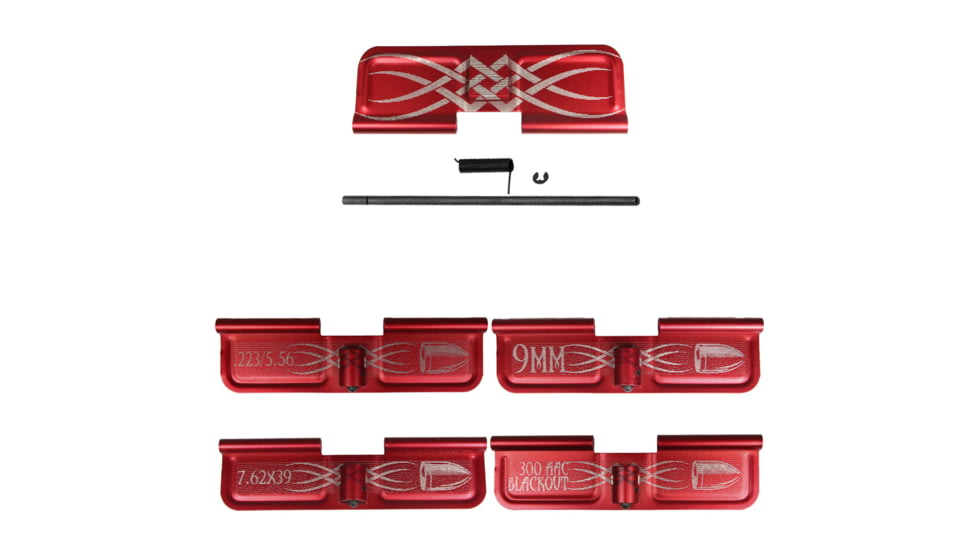 Tiger Rock AR-15 Tribal Dust Cover W/ Option Caliber Engraving, Red, Small, EDC-TRI-R