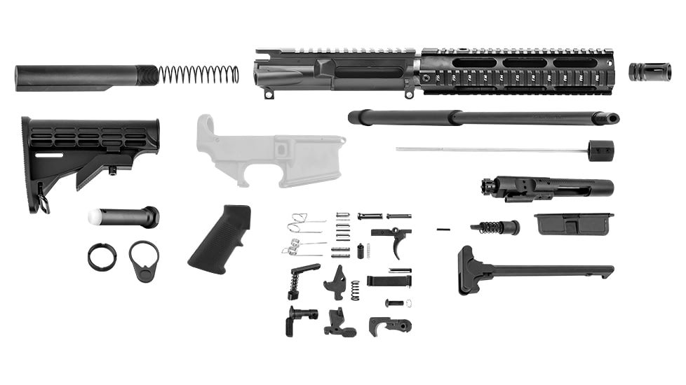 Tiger Rock AR 7.62X39 16in Rifle Kit - 10in Quad Rail Handguard, Black, 762-AR