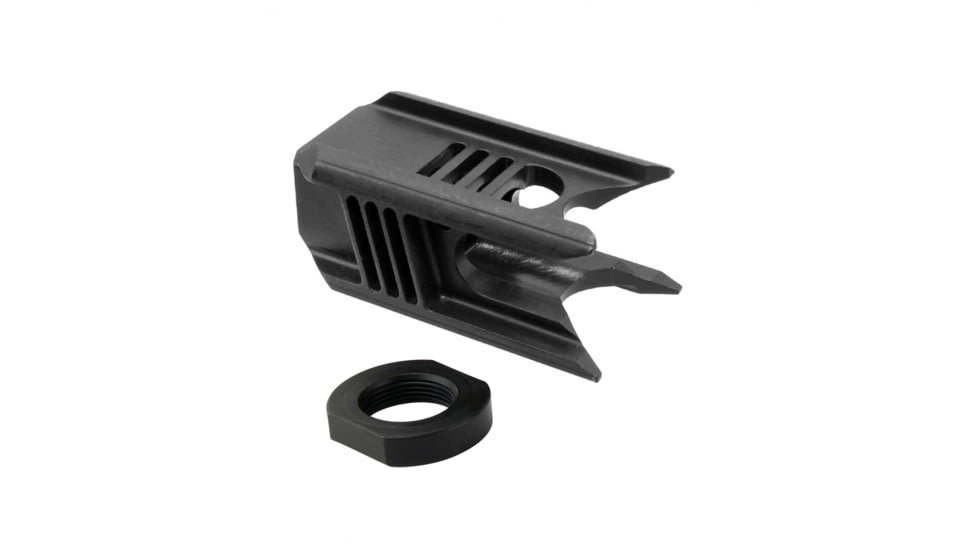 Tiger Rock AR 9 Saber Tooth Muzzle Brake, 1/2x36, Black Oxide, Black, Small, MBHOG9+JN9
