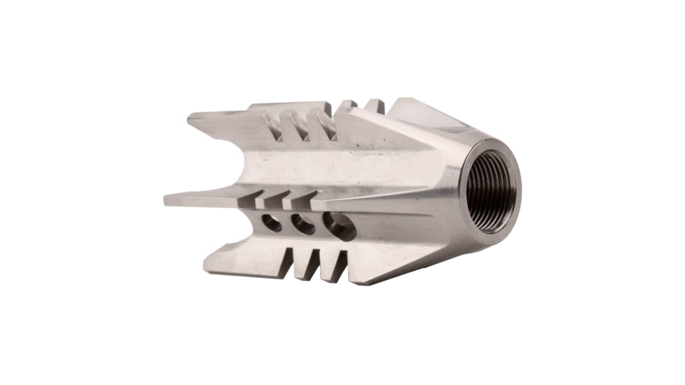 Tiger Rock Booster Flash Hider, AR 9mm, 1/2x36iThread Pictch, Silver, Small, MBK49S#