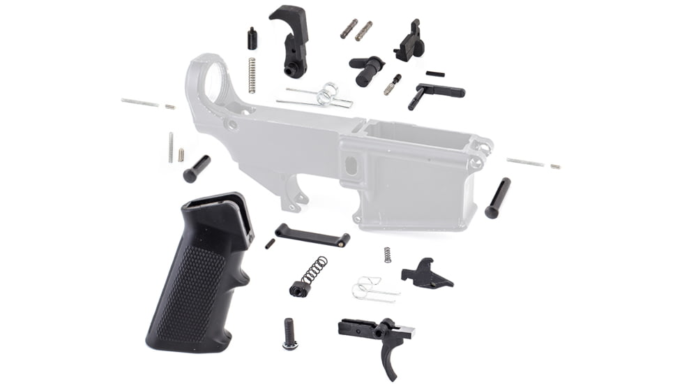 Tiger Rock AR-15 Lower Parts Kit w/ Standard Grip &amp; Trigger Guard, Black, LPK-17