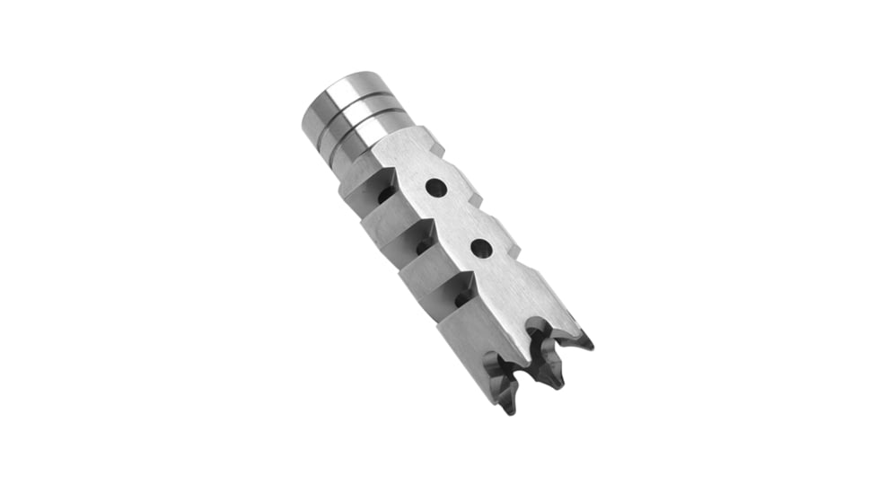 Tiger Rock Muzzle Brake 1/2x28 Pitch Thread, AR-15 Shark Stainless, Silver, Small, MBR25-S