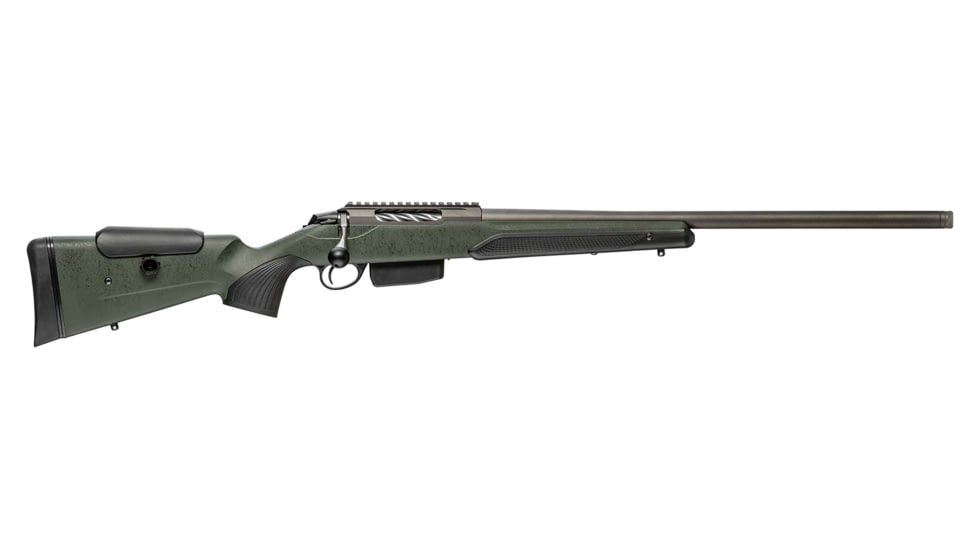 Tikka T3X Super Varmint Bolt Action Rifle, .22-250 Remington, 23.7in Heavy Barrel, 1-14, Synthetic Green Stock, Cerakote Blued, JRTXRSV314R14-FRRMPG