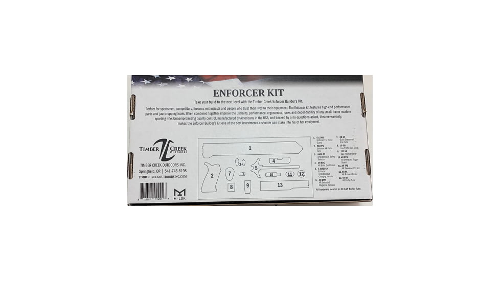 Timber Creek TCO Enforcer Complete Build Kit for AR-15, M-LOK, Ambidextrous, Black, Enforcer Kits BL