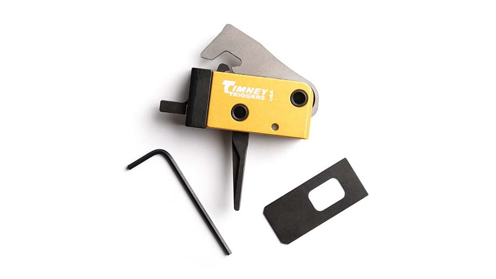 Timney Triggers AR PCC Straight Shoe Trigger, SINGLE STAGE 2.5 to 3 LB, Pistol Caliber Carbine Fits all calibers in PCC, .40, .45, 9mm, Gold, Actual, 681-ST