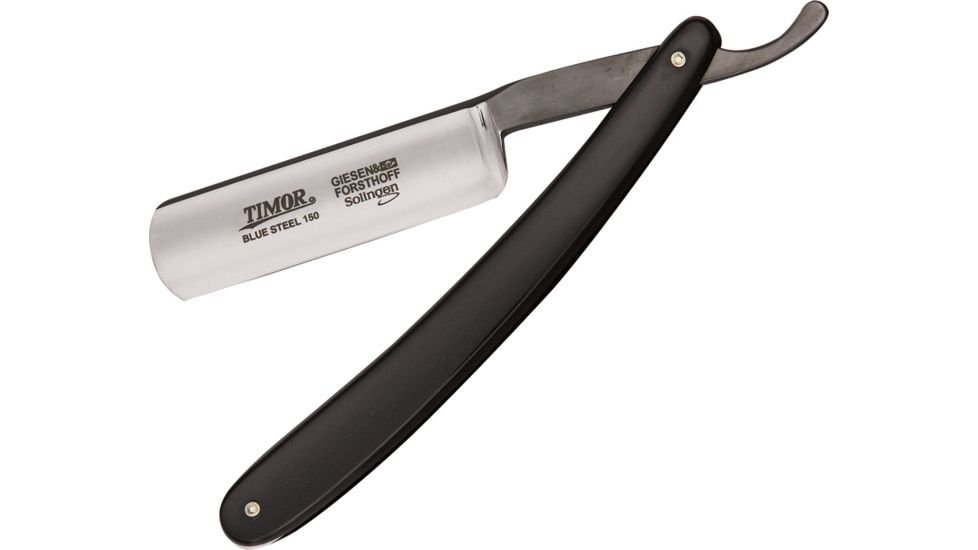 Timor Straight Razor Black Wide Fold Knife, SS PE, Black Handle TIM1506