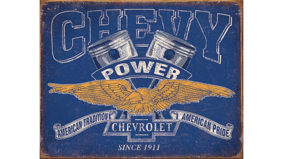 Tin Signs Chevy Power, 12.5in X 16in, Reproduced From Authentic, Vintage Advertising, 2199