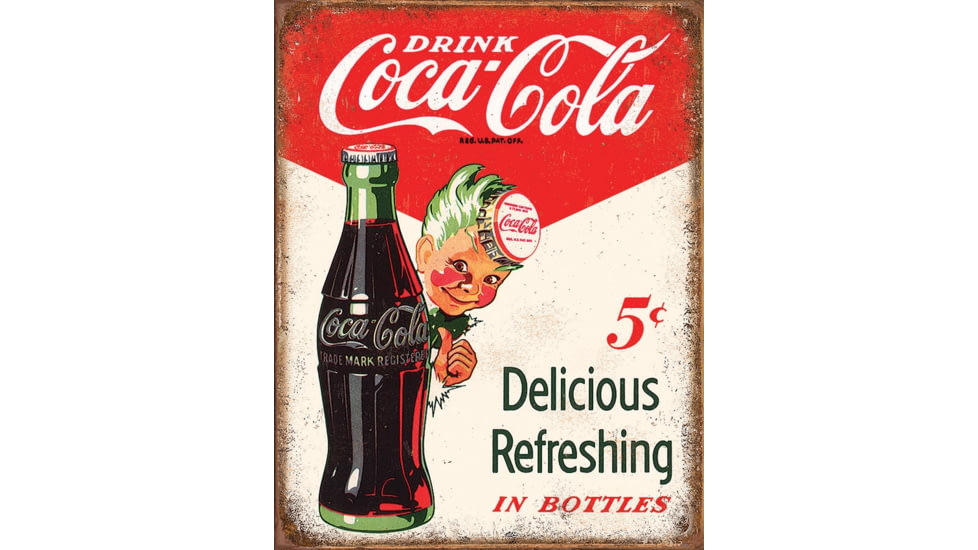 Tin Signs Coke Boy 5 Cents, 16in X 12.5in Reproduced From Authentic, Vintage Advertising, 2168