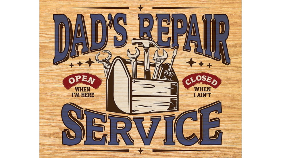 Tin Signs Dad's Repair Service Sign, Nostalgic Embossed Tin Sign, 12.5in X 16in, 2268
