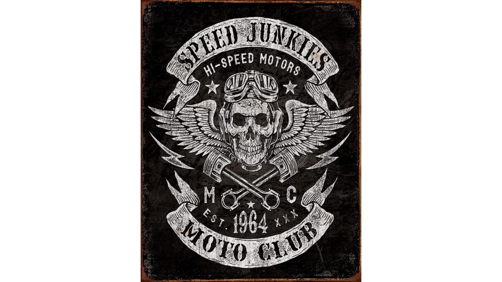 Tin Signs Speed Junkies Moto Club Sign, 12.5in X 16in, 2053