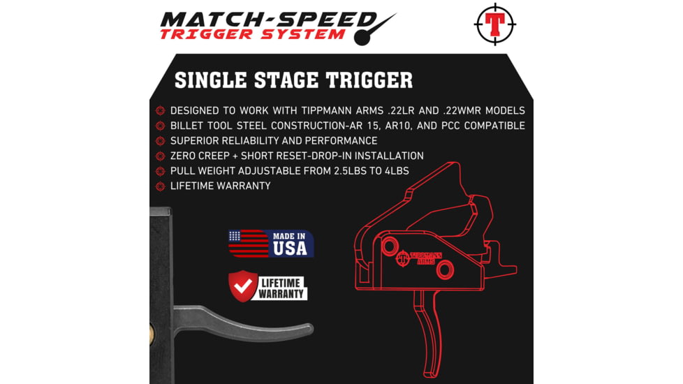 Tippmann Arms Match-Speed Trigger, Curved, 2.5-4lb, Black, A201359