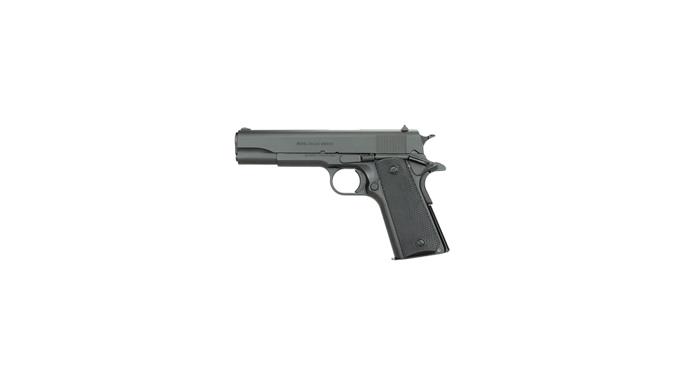 Tisas 1911A1-Service Pistol, .45 ACP, 5in barrel, black finish steel frame, black checkered plastic grip, recoil operated semi-automatic, fixed combat, 7 round magazine, TS1911A1SV4551FRRMPG