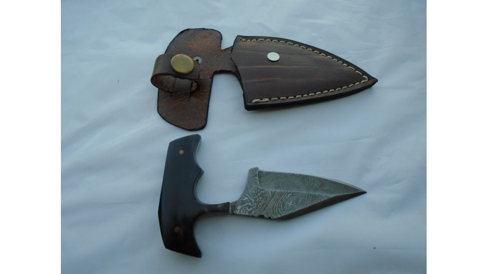 Titan 15N20/1095 Damascus Steel Fixed Knife, TD-008, Bull Horn Handle, 3in. Blade TDK-8
