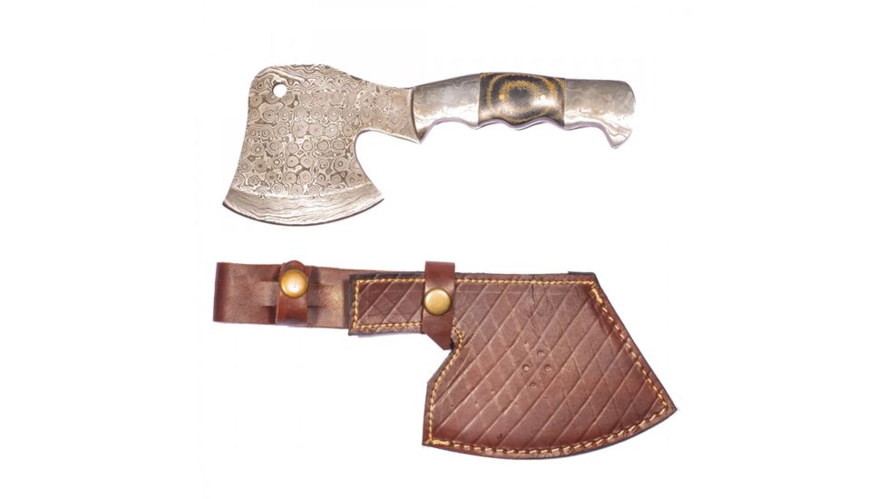 Titan 15N20/1095 Damascus Steel Hatchet, TD-013, Damascus Bolster, Micarta Handle, 3.4in. Blade TDK-13