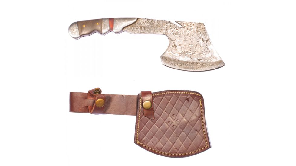 Titan 15N20/1095 Damascus Steel Hatchet, TD-014, Walnut Wood, Damascus Bolster Handle, 5.5in. Blade TDK-14