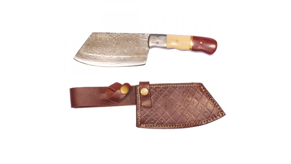 Titan 15N20/1095 Damascus Steel Hatchet, TD-015, Micarta, Camel Bone, Damascus Bolster Hand, 4.8in. Blade TDK-15