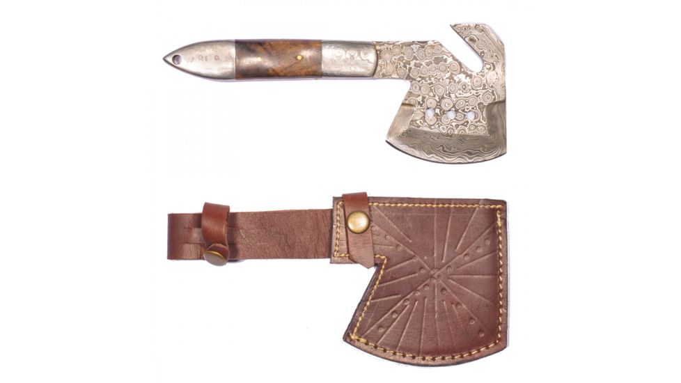 Titan 15N20/1095 Damascus Steel Hatchet, TD-016, Damascus Bolster, Walnut Wood Handle, 3.1in. Blade TDK-16